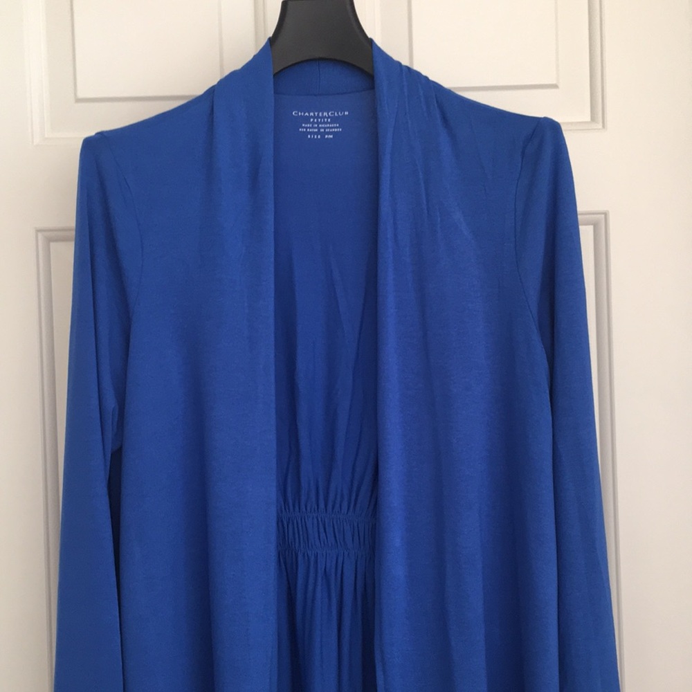 Charter Club Cardigan Petite Medium Blue Long Sleeves Back Cinched - Picture 3 of 9